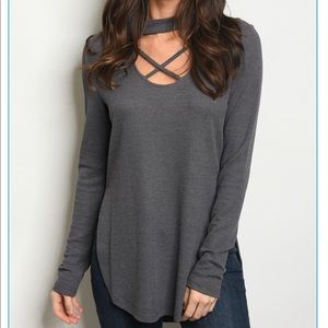 Charcoal crisscross tunic